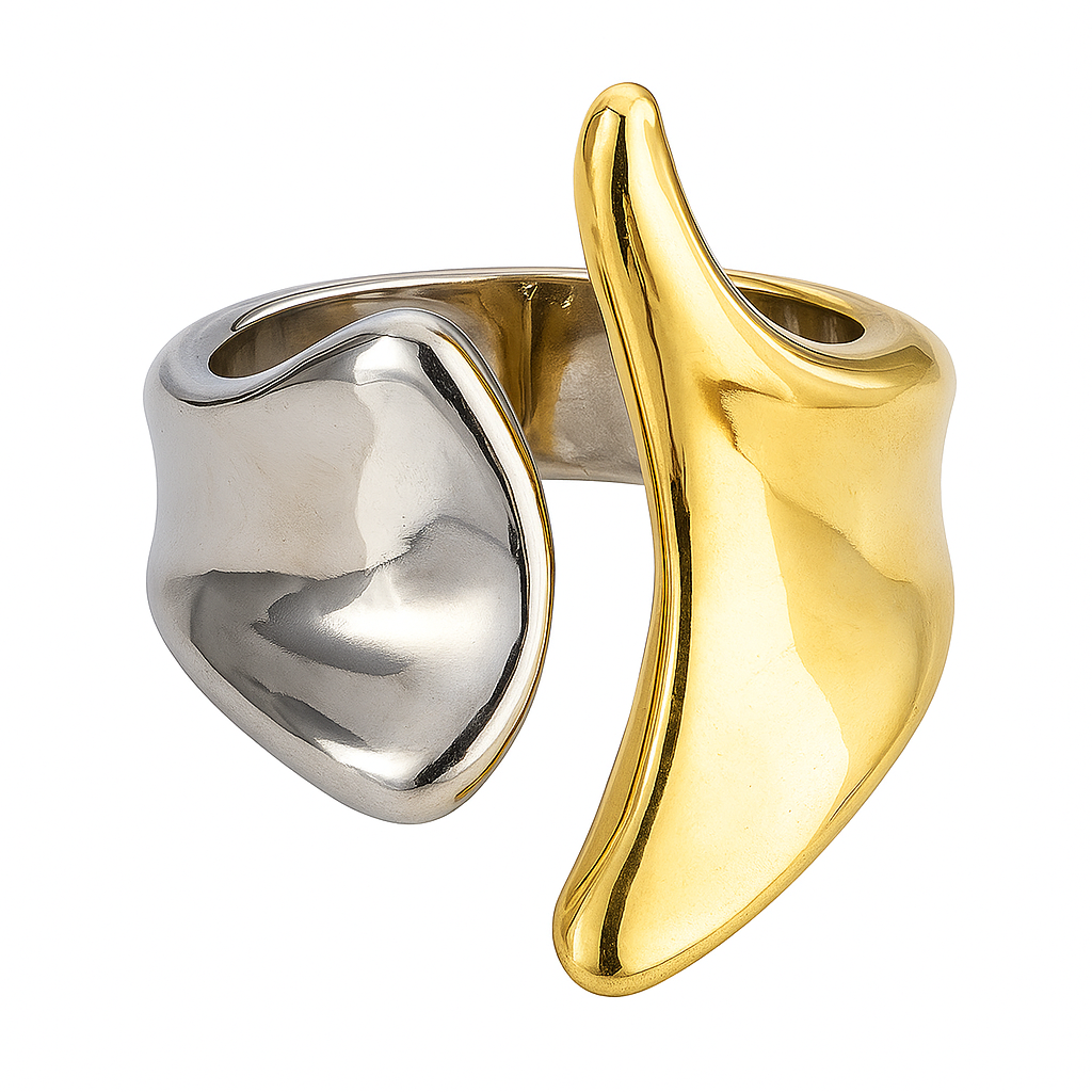Intermix Two Tone Scupltural Ring Gold