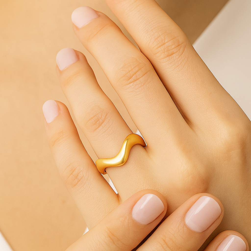 Serra Wavy Open Ring Gold