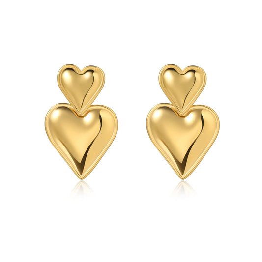 Amora Heart Studs  Gold