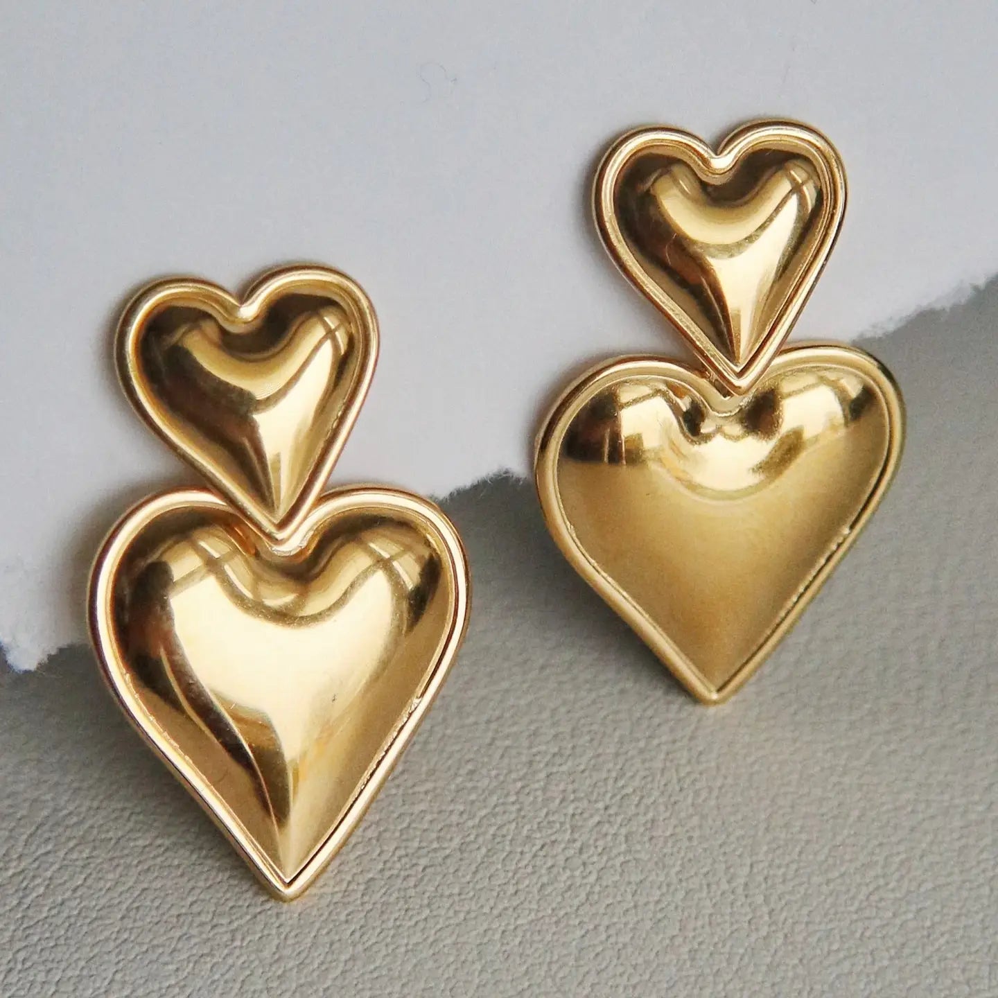 Amora Heart Studs  Gold