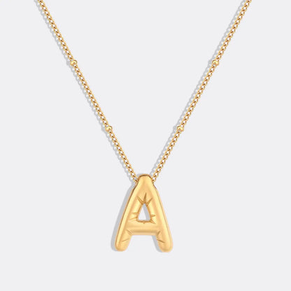 Bubble Initial Pendant necklace Gold