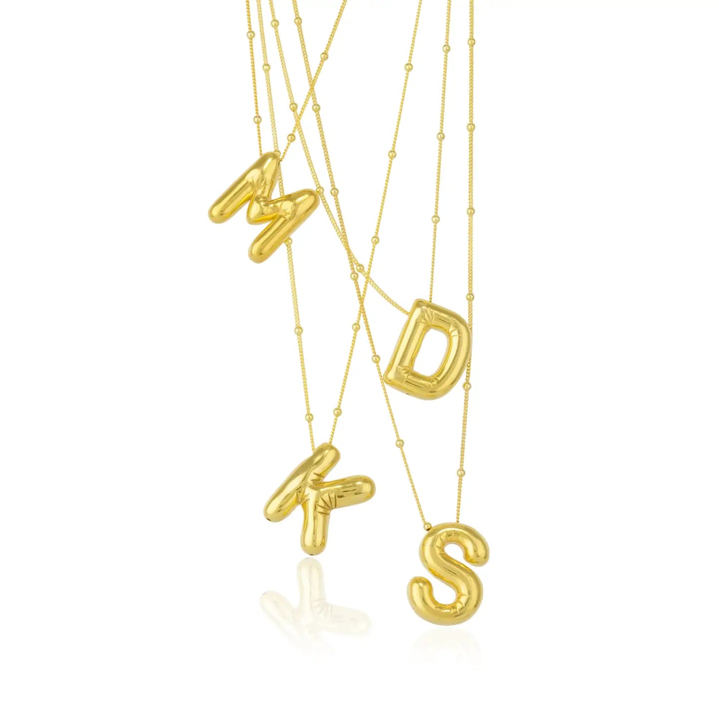 Bubble Initial Pendant necklace Gold