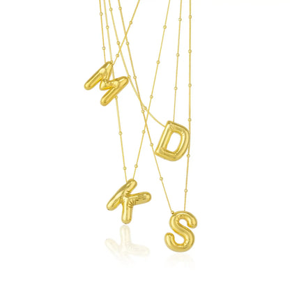 Bubble Initial Pendant necklace Gold