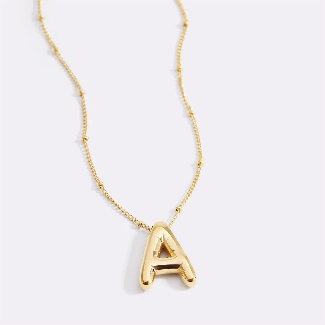 Bubble Initial Pendant necklace Gold