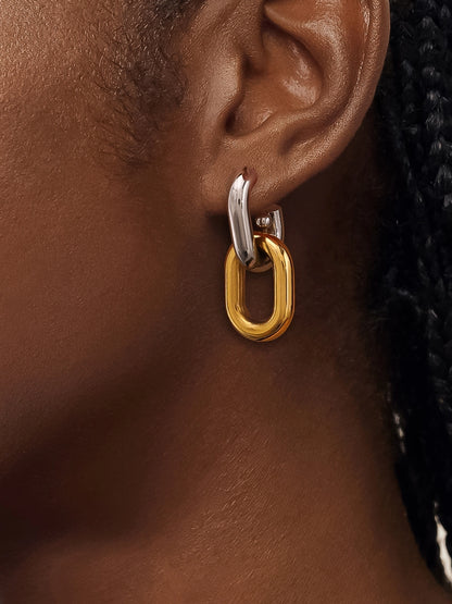 Dual Essence Earrings Gold&Silver mix