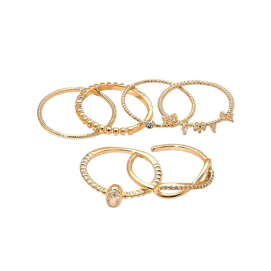 Essence Stacked Ring Set Gold