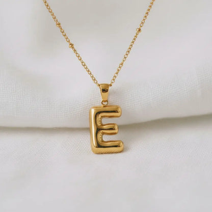 Bubble Initial Pendant necklace Gold