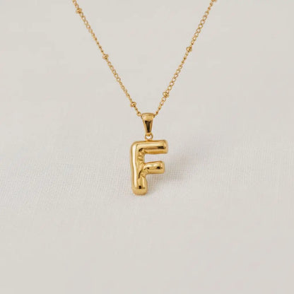 Bubble Initial Pendant necklace Gold