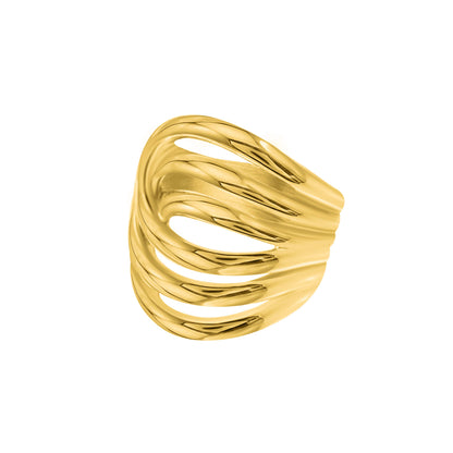 Raye Gold Rippled Statement Ring