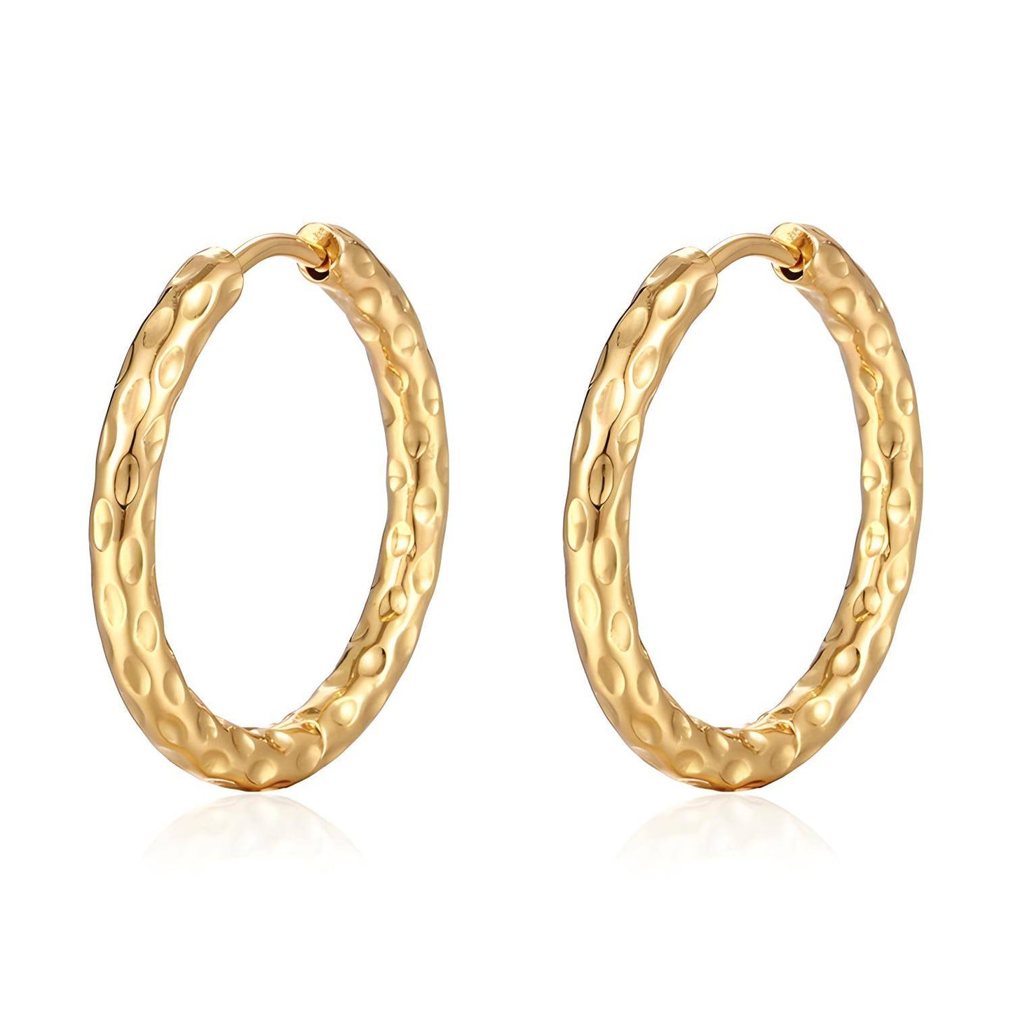Soleil Hammered Hoops Gold