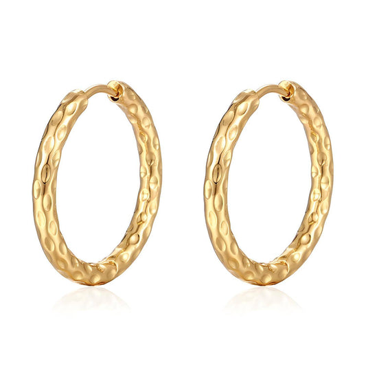 Soleil Hammered Hoops Gold