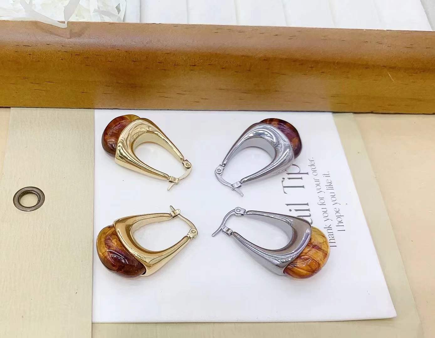 Sunny Resin Gold Hoops