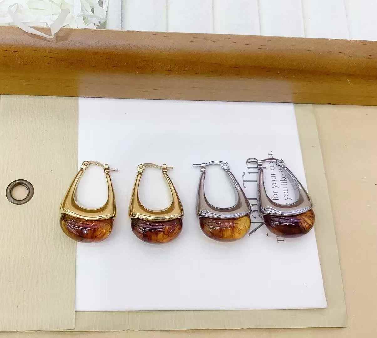 Sunny Resin Gold Hoops